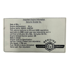 ENGINE DATA LABEL