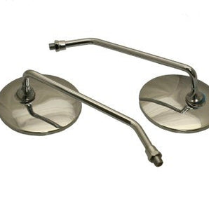 Scooter Round Chrome Mirror Set - 8mm or 10mm