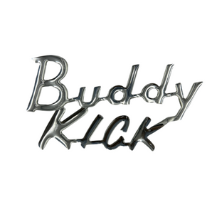 DECAL - BUDDY KICK NAME BADGE, CHROME