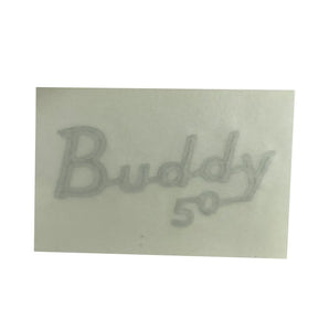 DECAL - BUDDY 50 NAME BADGE, CHROME