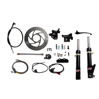 NCY Front End Kit (Black Forks, No Rim); Honda Ruckus