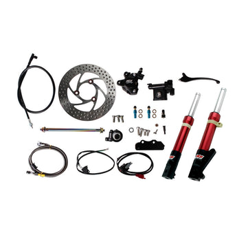 NCY Front End Kit (Red Forks, No Rim); Honda Ruckus