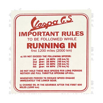 Running In Decal; VS2-5,VSB