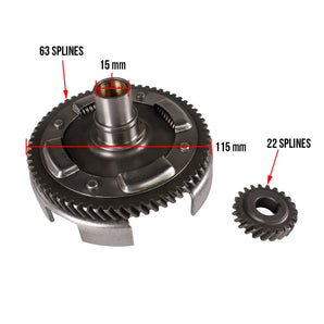 Clutch Gear Assembly (Includes Crank Gear); V9A (primaries)