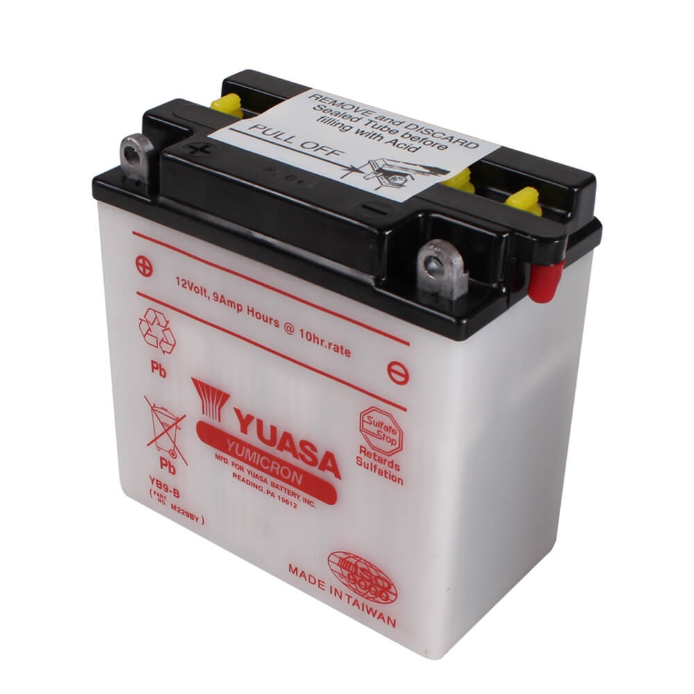 Yuasa, Battery (YB9-B); PX Electric Start, ET4, Stella, etc.