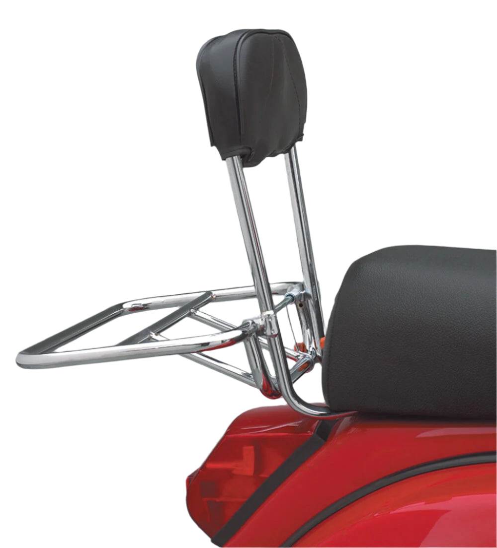 Cuppini Rear Rack (Folding, w/Backrest, Chrome) – Scooterworks USA, LLC