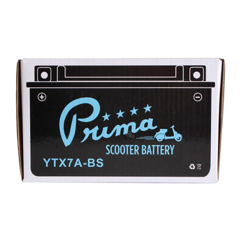Prima Battery (12V TX7A-BS);  Genuine 125,150,170i, Kick