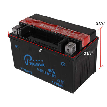 Prima Battery (12V TX7A-BS);  Genuine 125,150,170i, Kick