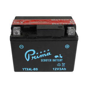 Prima Battery (12V TX4L-BS); Kymco Cobra, ET2, Genuine 50cc